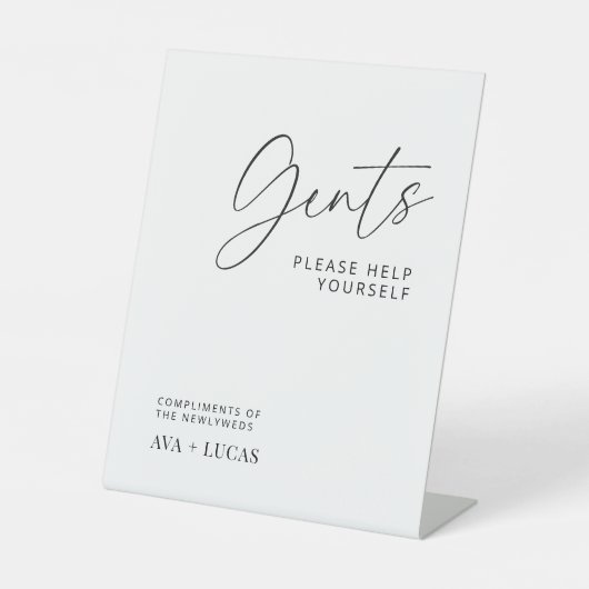 Gentsバスルームのバスケットミニマリスト結婚式レセプション 台座サイン (正面)