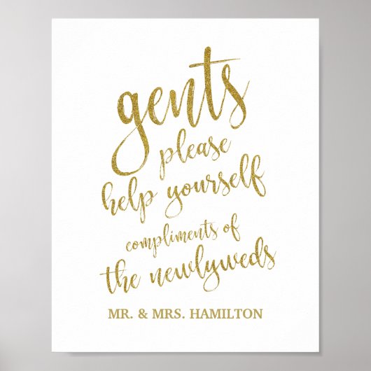 Gentsバスルームグリッター8x10結婚のサイン ポスター (正面)