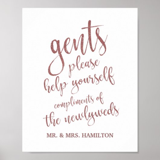 Gentsバスルームバラ金ゴールドグリッター8x10サイン ポスター (正面)