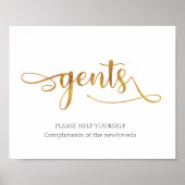 Gents金ゴールドバスケットサイネージ |の結婚サイン ポスター (正面)