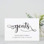"Gents"白黒バスルーム結婚バスケットのサイン (スタンド正面)