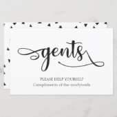 "Gents"白黒バスルーム結婚バスケットのサイン (正面/裏面)