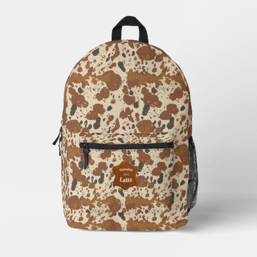 Genuine 100% Latte | Cowhide Coffee Aesthetic プリントバックパック (正面)