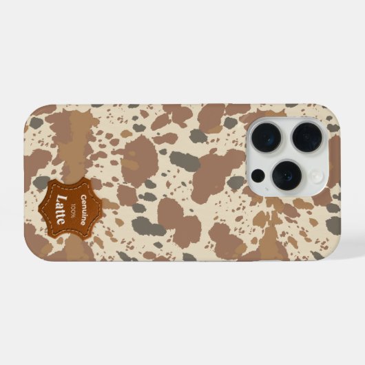 Genuine 100% Latte | Cowhide Coffee Aesthetic iPhoneケース (裏面横)