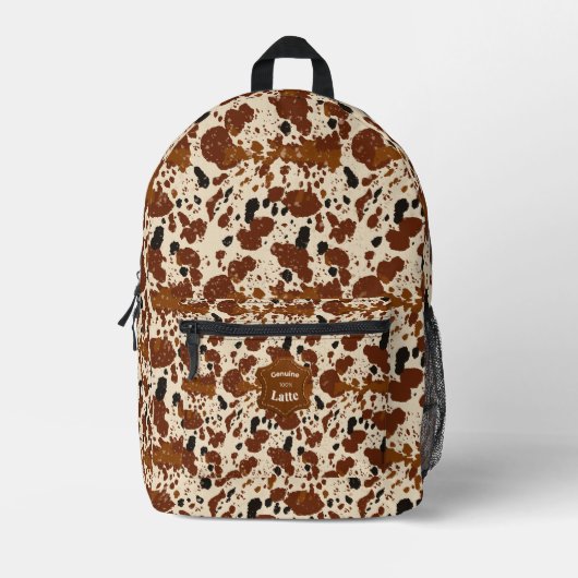 Genuine 100% Latte Cowhide Pattern | Neutral プリントバックパック (正面)