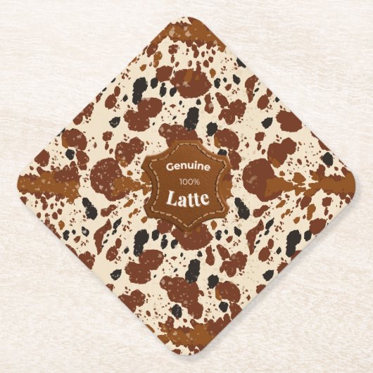 Genuine 100% Latte Cowhide Pattern | Neutral  ペーパーコースター (正面)