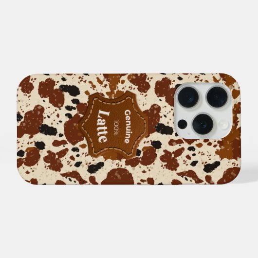Genuine 100% Latte Cowhide Pattern | Neutral iPhoneケース (裏面横)