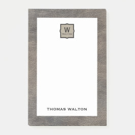 Genuine Cowhide Leather Look Monogram Name ポストイット