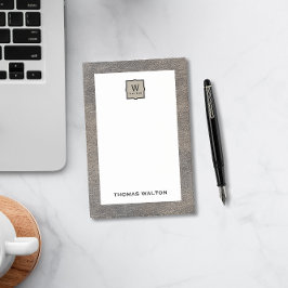 Genuine Cowhide Leather Look Monogram Name ポストイット