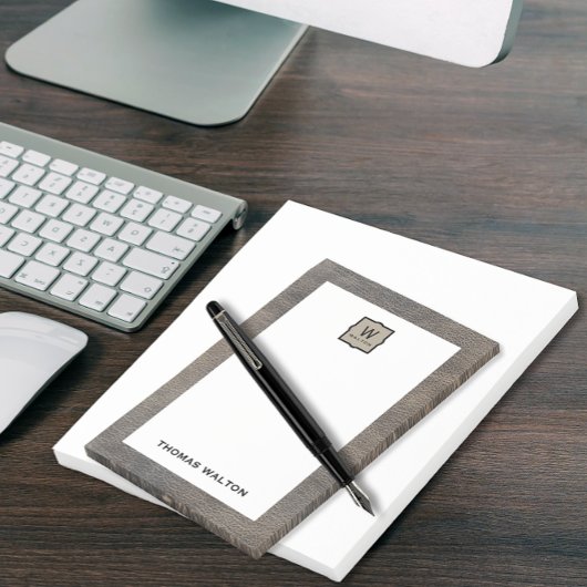 Genuine Cowhide Leather Look Monogram Name ポストイット