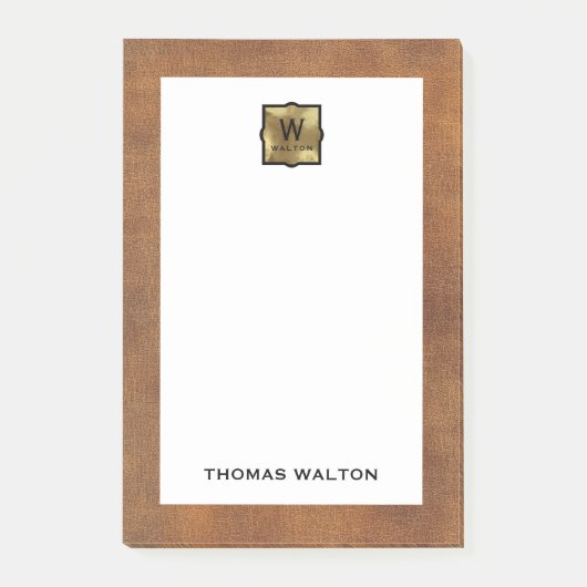 Genuine Leather Look Monogram Name ポストイット (正面)