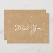 Genuine Thanks on Rustic Kraft with Pink Hearts サンキューカード (正面/裏面)