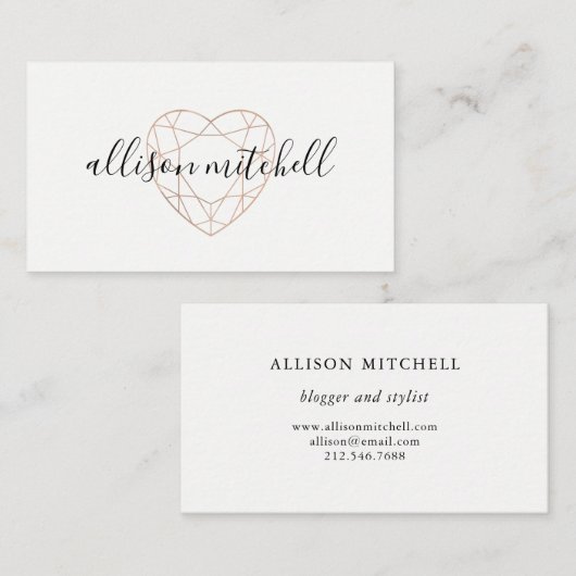 Geoのハートおよびタイポグラフィ 名刺 (正面/裏面)