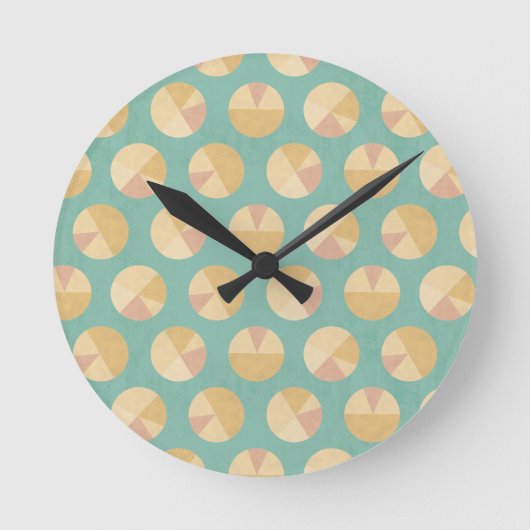 Geoの南西ステップ|のオレンジ及び緑の円パターン ラウンド壁時計 (正面)