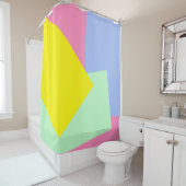 GEOカラーのみライトブルー緑イエローピンク シャワーカーテン (インサイチュ)
