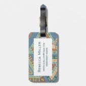 Geo屋外のX |青い種族のインドパターン ラゲッジタグ (裏面縦)