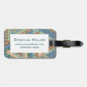 Geo屋外のX |青い種族のインドパターン ラゲッジタグ (裏面横)