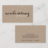 GEO紙吹雪金ゴールドスタイリッシュトレンディークールクラフトブラック 名刺 (正面/裏面)