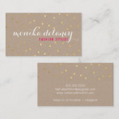 GEO紙吹雪金ゴールドスタイリッシュトレンディークールクラフトホワイト 名刺 (正面/裏面)