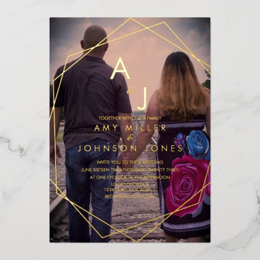 Geo縁ど縁ど Photo'結婚 S Pressed 箔招待状 (正面)