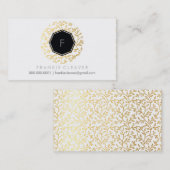 GEO モダン HEXAGONモノグラムはっきりしたスポット金ゴールドエコ 名刺 (正面/裏面)