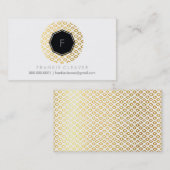GEO モダン HEXAGONモノグラムはっきりしたスポット金ゴールド 名刺 (正面/裏面)