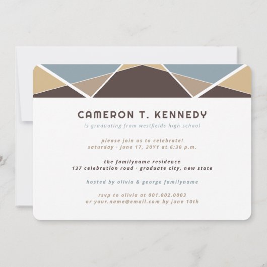 Geo Color Blocks芸術的写真卒業パーティー 招待状 (裏面)