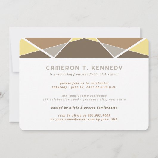 Geo Color Blocks芸術的写真卒業パーティー 招待状 (裏面)