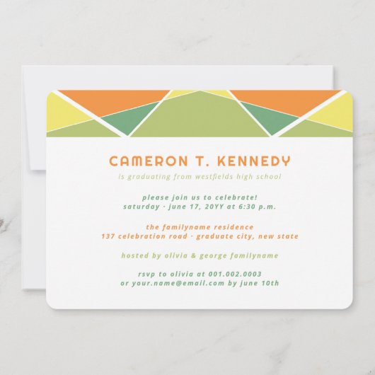 Geo Color Blocks芸術的写真卒業パーティー 招待状 (裏面)