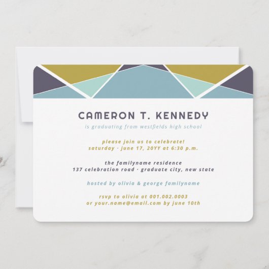 Geo Color Blocks芸術的写真卒業パーティー 招待状 (裏面)
