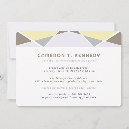 Geo Color Blocks芸術的写真卒業パーティー 招待状 (裏面)