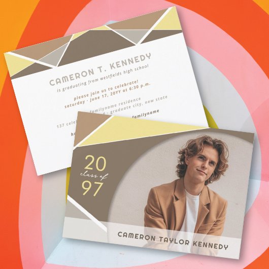 Geo Color Blocks芸術的写真卒業パーティー 招待状