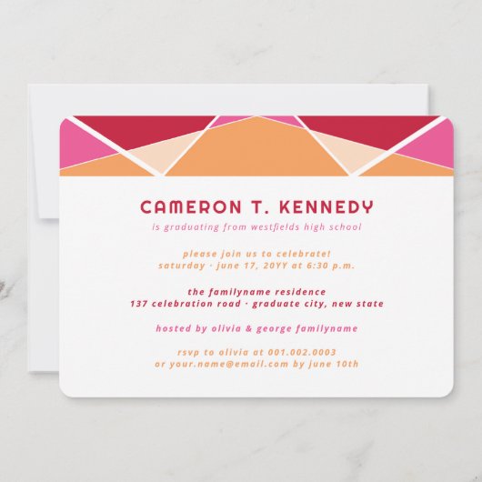 Geo Color Blocks芸術的写真卒業パーティー 招待状 (裏面)