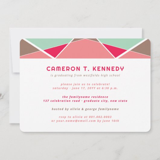 Geo Color Blocks芸術的写真卒業パーティー 招待状 (裏面)