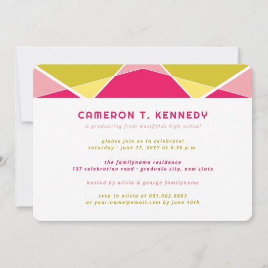 Geo Color Blocks芸術的写真卒業パーティー 招待状 (裏面)