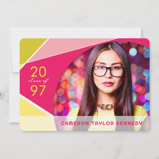Geo Color Blocks芸術的写真卒業パーティー 招待状 (正面)