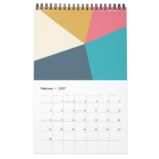 Geo Design Pastell Kalender カレンダー (2月 2027)