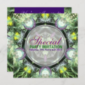 Geo-dmtフラクタルフラワー特殊パーティの招待状 招待状 (正面/裏面)