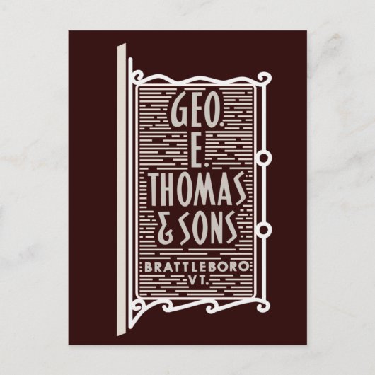 Geo. E. Thomas & Sons Brattleboro VTロゴポストカード ポストカード (正面)