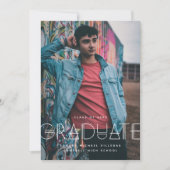 Geo Grad Modern Typography Graduation Announcement セーブザデート (正面)