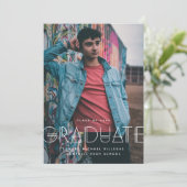 Geo Grad Modern Typography Graduation Announcement セーブザデート (スタンド正面)