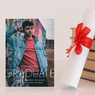 Geo Grad Modern Typography Graduation Announcement セーブザデート