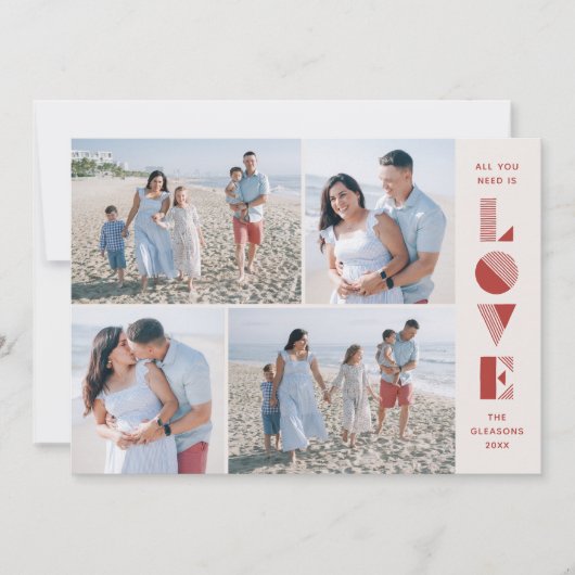 Geo Love 4-Photo Valentine's Day Card -さくらんぼ 招待状 (正面)