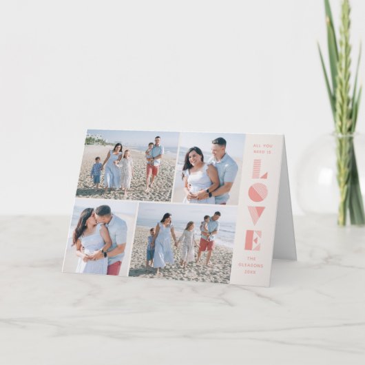 Geo Love 4-Photo Valentine's Day Card – サーモン 案内状 (正面)