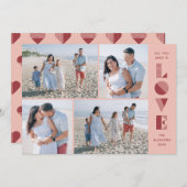 Geo Love 4-Photo Valentine's Day Card - Peach 招待状 (正面/裏面)