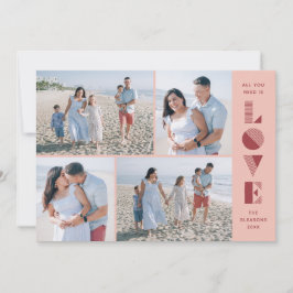 Geo Love 4-Photo Valentine's Day Card - Peach 招待状