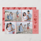 Geo Love 4-Photo Valentine's Day Card - Pink 招待状 (正面/裏面)
