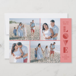 Geo Love 4-Photo Valentine's Day Card - Pink 招待状