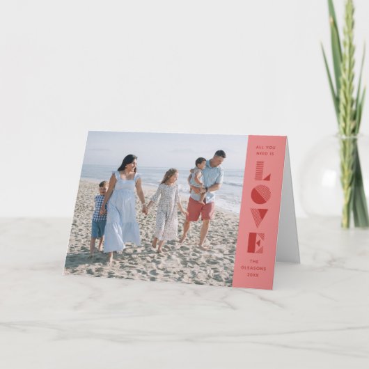 Geo Love Valentine's Dayフォトカード – ピンク 案内状 (正面)