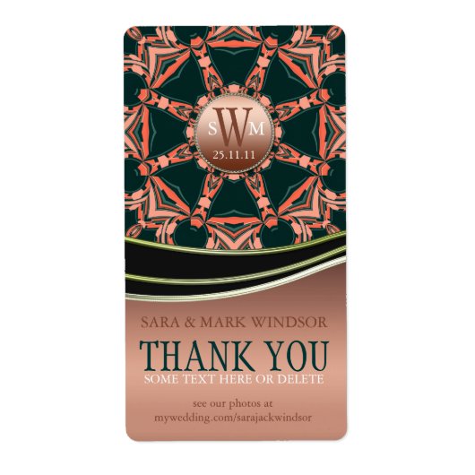 Geo Star Monogram Thank You Sticker Labels ラベル (正面)